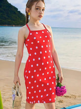 Seven Princess Young Girls' Summer New Vacation Digital Polka Dot Snug Fit Sleeveless Dress
